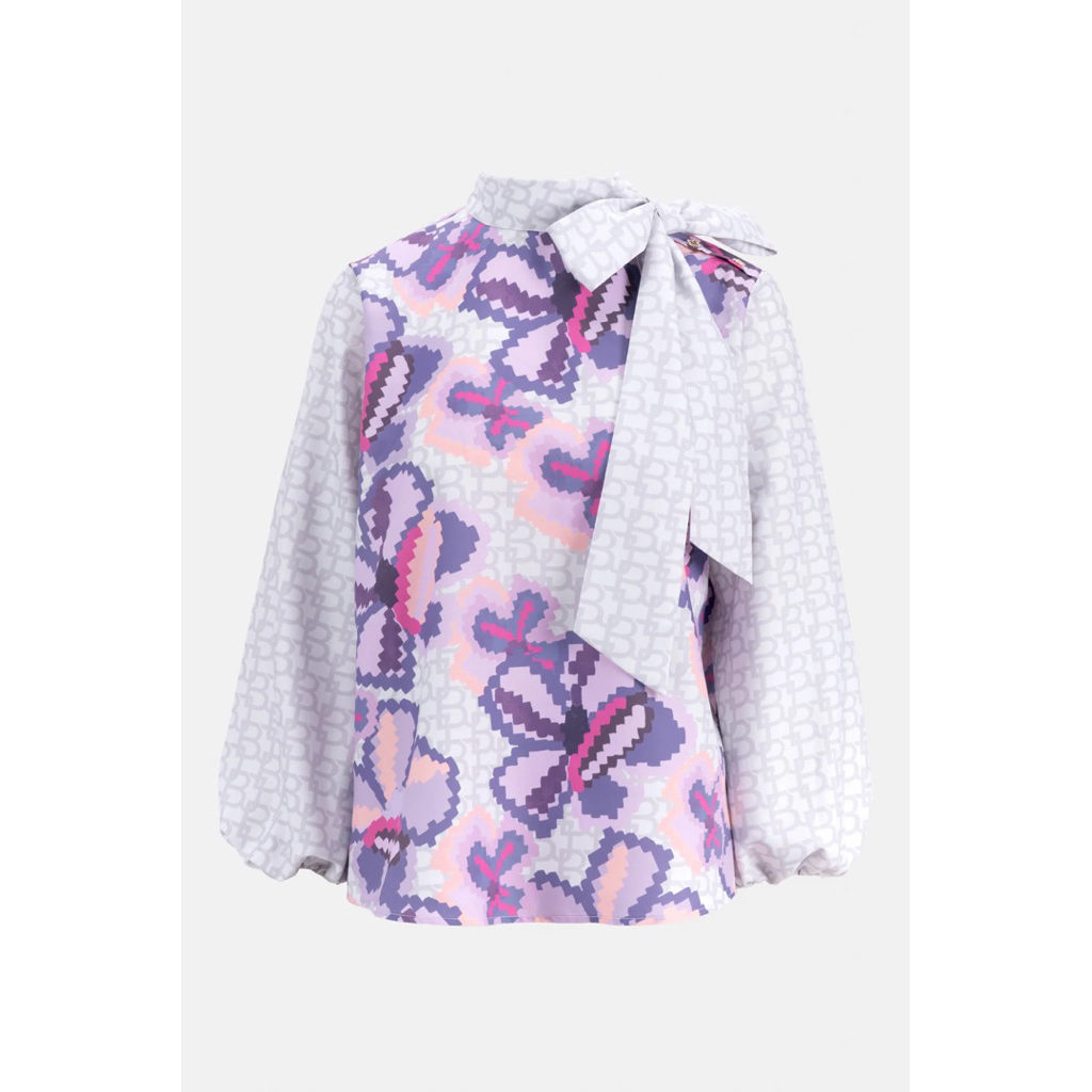 Benang Jarum Eclora Tie Blouse - Lavender New Bj Monogram