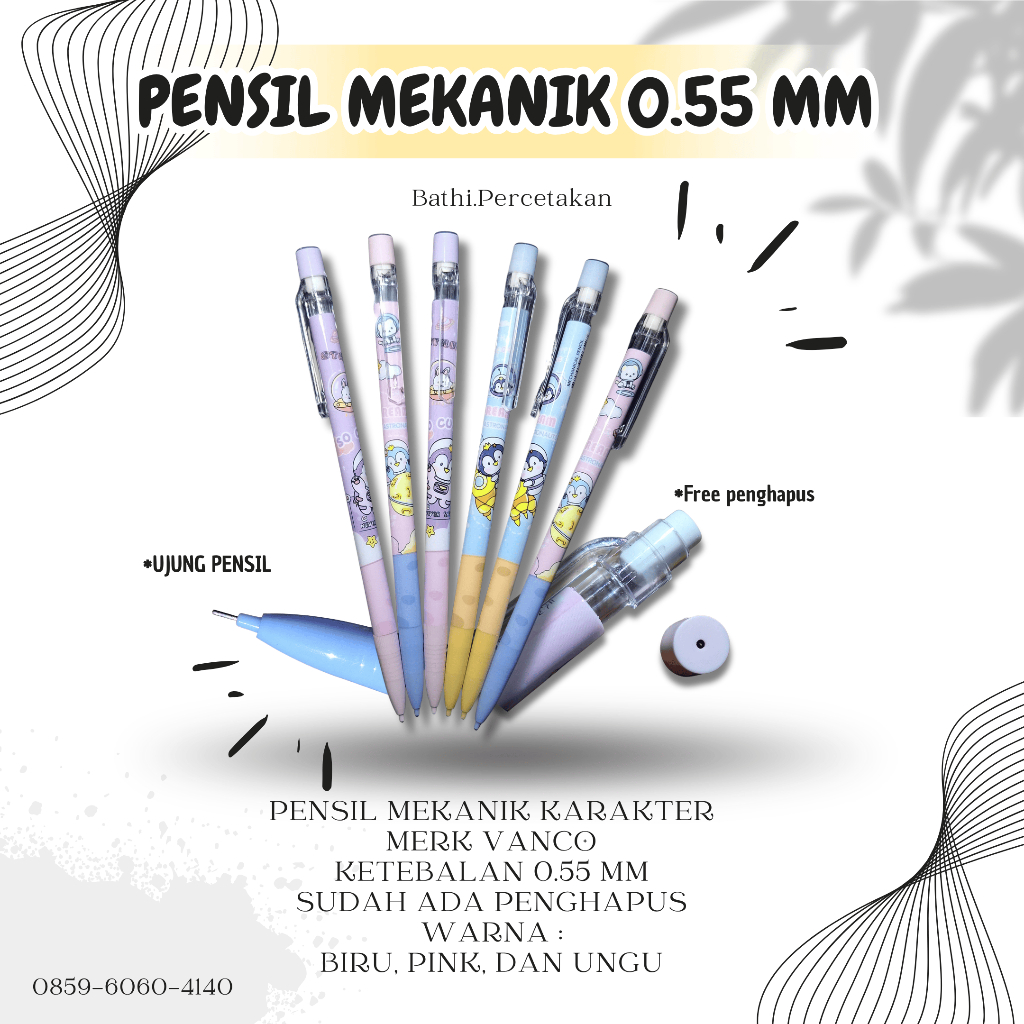 

PENSIL MEKANIK KARAKTER 0.55 MM VANCO - PENSIL MEKANIK