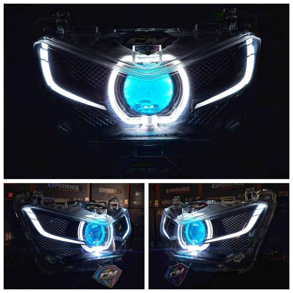 HEADLAMP SET LAMPU DEPAN SET CUSTOM BILED AES EXPERIENCE LAZY EYES YAMAHA NMAX NEW