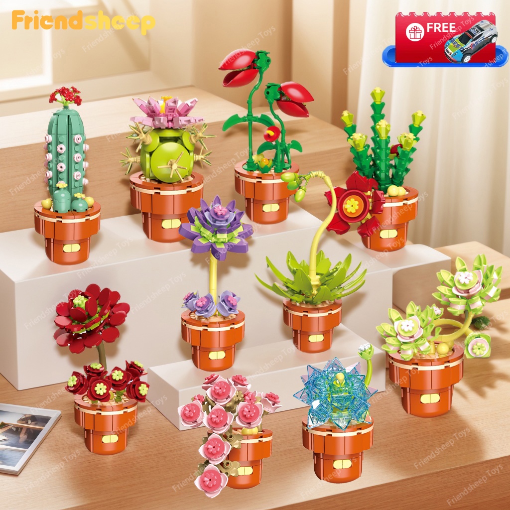Bunga Blok Mainan Balok DIY Bangunan Buket Bunga Immortal Kotak Tampilan Untuk Dekorasi Building Blo