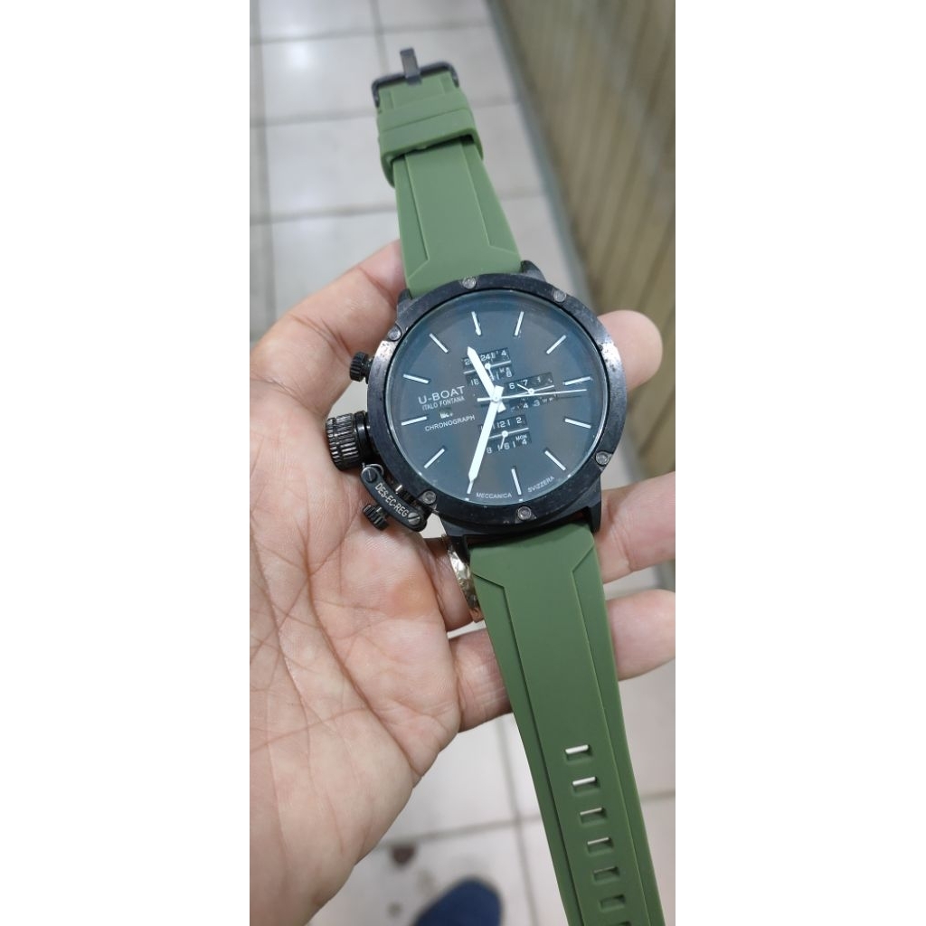 jam tangan pria quartz sport U boat chronograph strap rubber