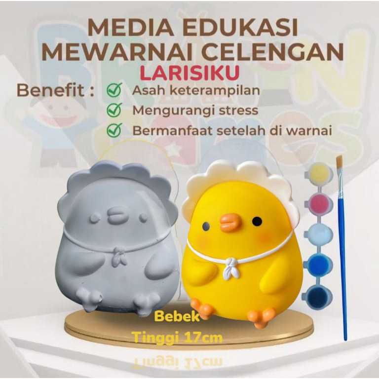 CELENGAN GYPSUM BABY DUCK - CELENGAN LUKIS BEBEK LUCU - MEWARNAI CELENGAN GYPSUM KARAKTER - CELENGAN