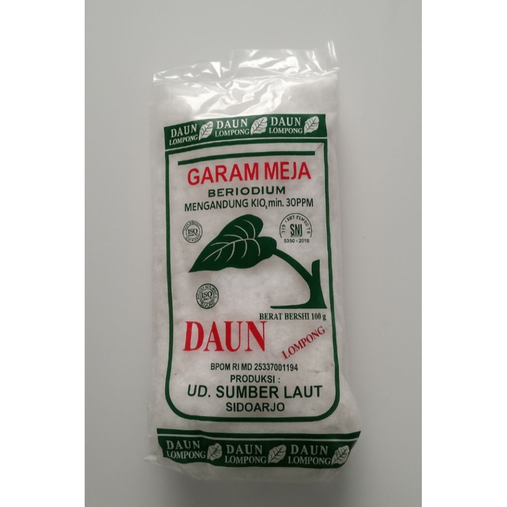 

Garam Dapur Kemasan 100 Gram Merk Daun Lompong-Murah Dan Berkualitas