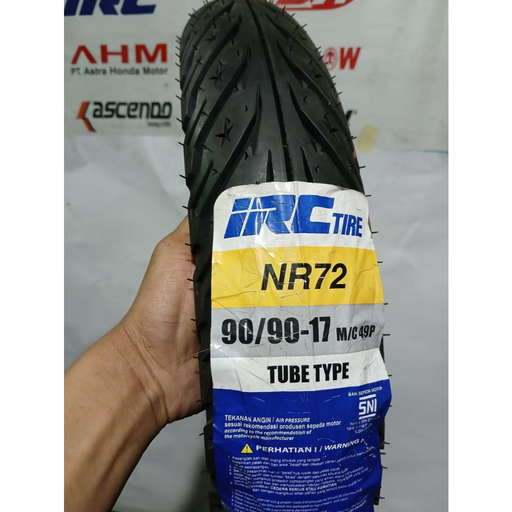 IRC NR72 Ban Luar Motor Ring 17 90/90 Belakang Tube Type Sepeda Motor Bebek