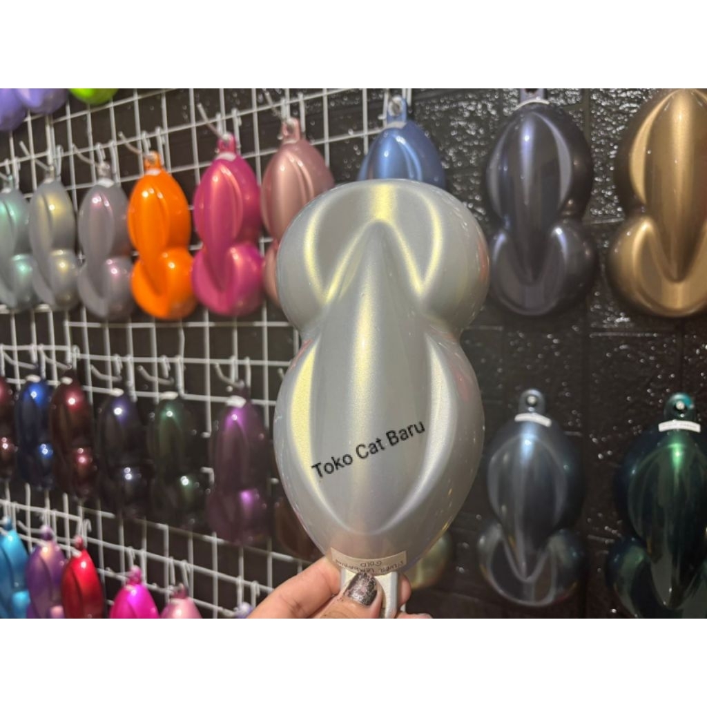 cat silver metalik pu + free Efeck Lembayung Gold