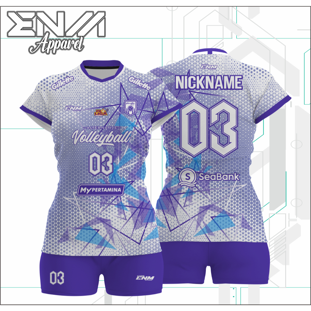 Jersey volly cewek VAGANZA custom baju volly cewek full print set jersey voli cutting cewek feminim
