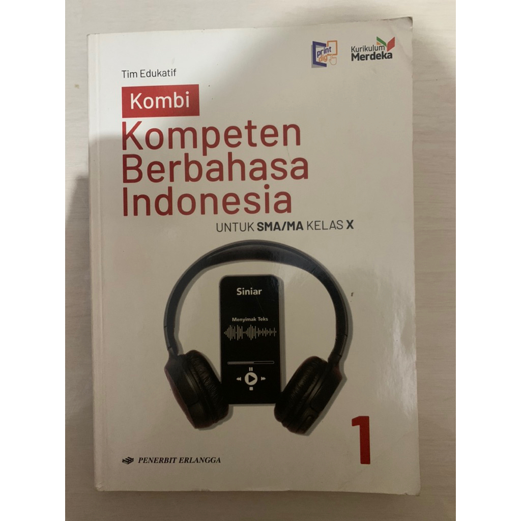 PRELOVED BUKU KOMBI KOMPETEN BERBAHASA INDONESIA KELAS 10 KURIKULUM MERDEKA ERLANGGA