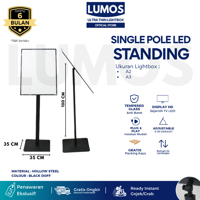 

Single Pole Standing Poster Ultra Thin Light Box LED Display LightboxTripod Monopod Slim