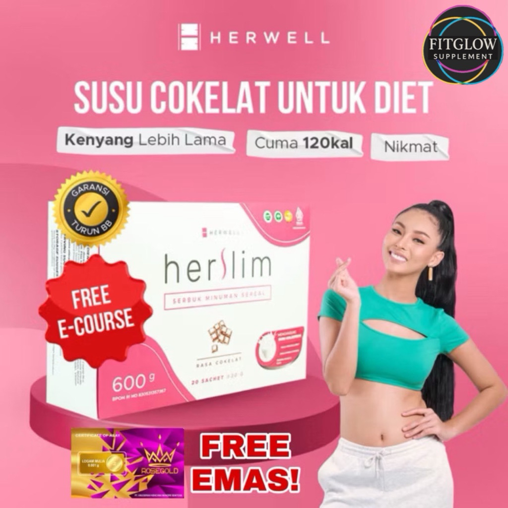 

[FREE GOLD] HERSLIM 1 BOX 20 sachet HERLEAN HERVIBE HERWELL Susu Diet Pengganti Sarapan Slimming Pelangsing Detox
