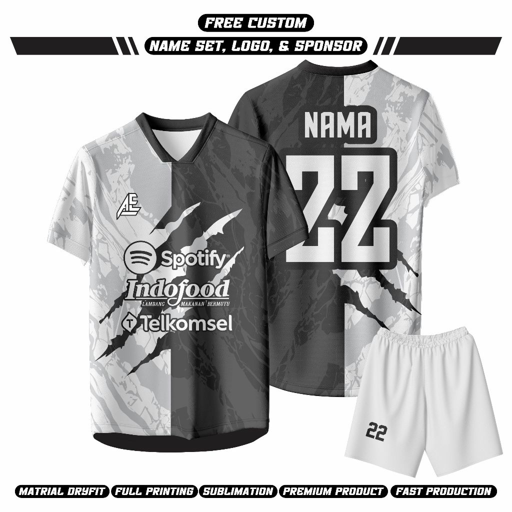 Jersey Sepak Bola | Jersey Futsal | Jersey Voli Custom Free Name Set