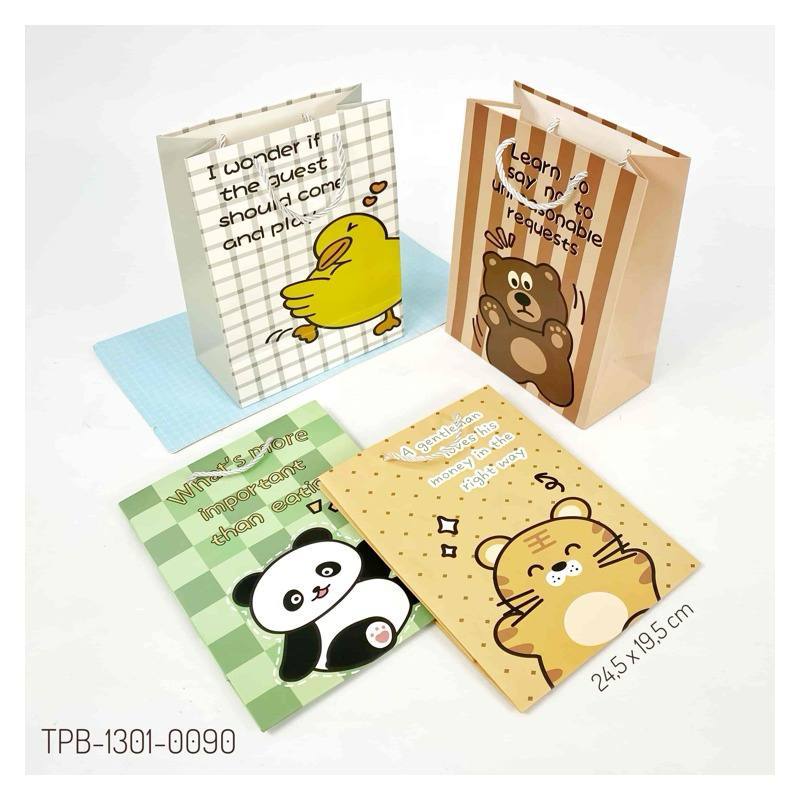 

TPB 1301-0090 - ISI 12 TAS PAPERBAG PORTRAIT UK 24.5X19.5X9.5 MTF ANIMAL MIX TULISAN