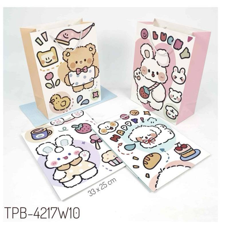 

TPB 4217W10 - ISI 12 PAPERBAG UK 33 X 25 X 12 CM TALI KUR BERDIRI MOTIF MIX W10