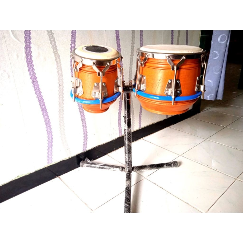 kendang/ketipung ring V6 crome,natural sama stand