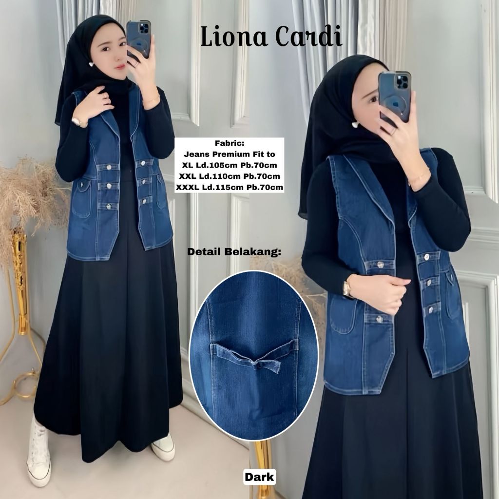 "Cardigan Jeans Wanita Outer Denim Panjang Hijab Casual Jumbo XL-XXXL"