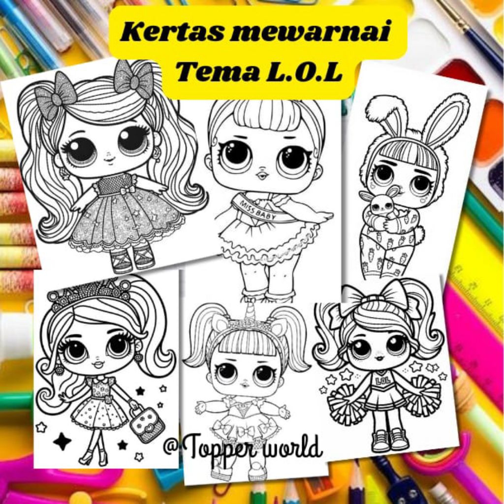 

20 LEMBAR KERTAS MEWARNAI ANAK TEMA L.O.L (READY LANGSUNG KIRIM)