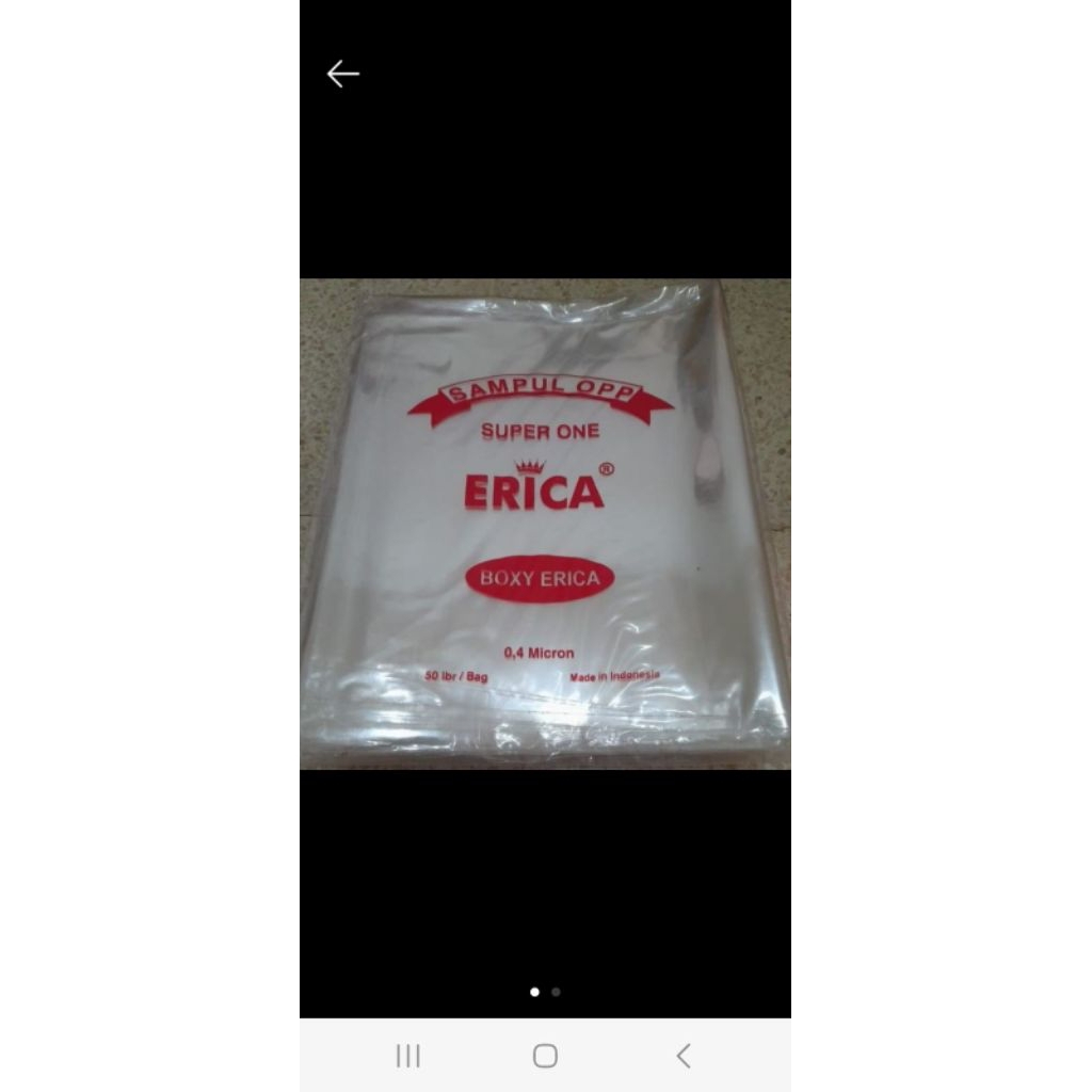 

Sampul buku boxy OPP merek Erica 1 bungkus isi 50 lembar
