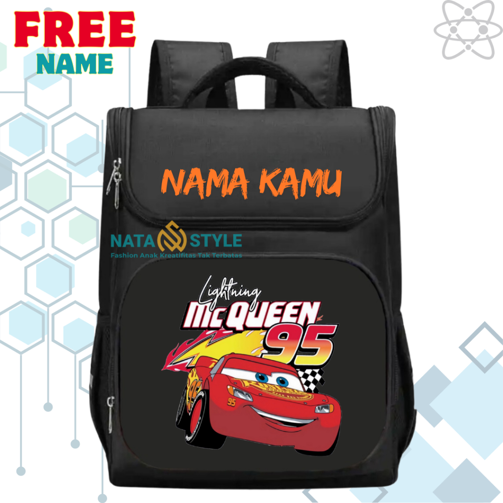 Tas Ransel Sekolah Anak TK/SD Mobil Balap McQueen I Tas Sekolah Anak SD/TK Mobil Balap McQueen