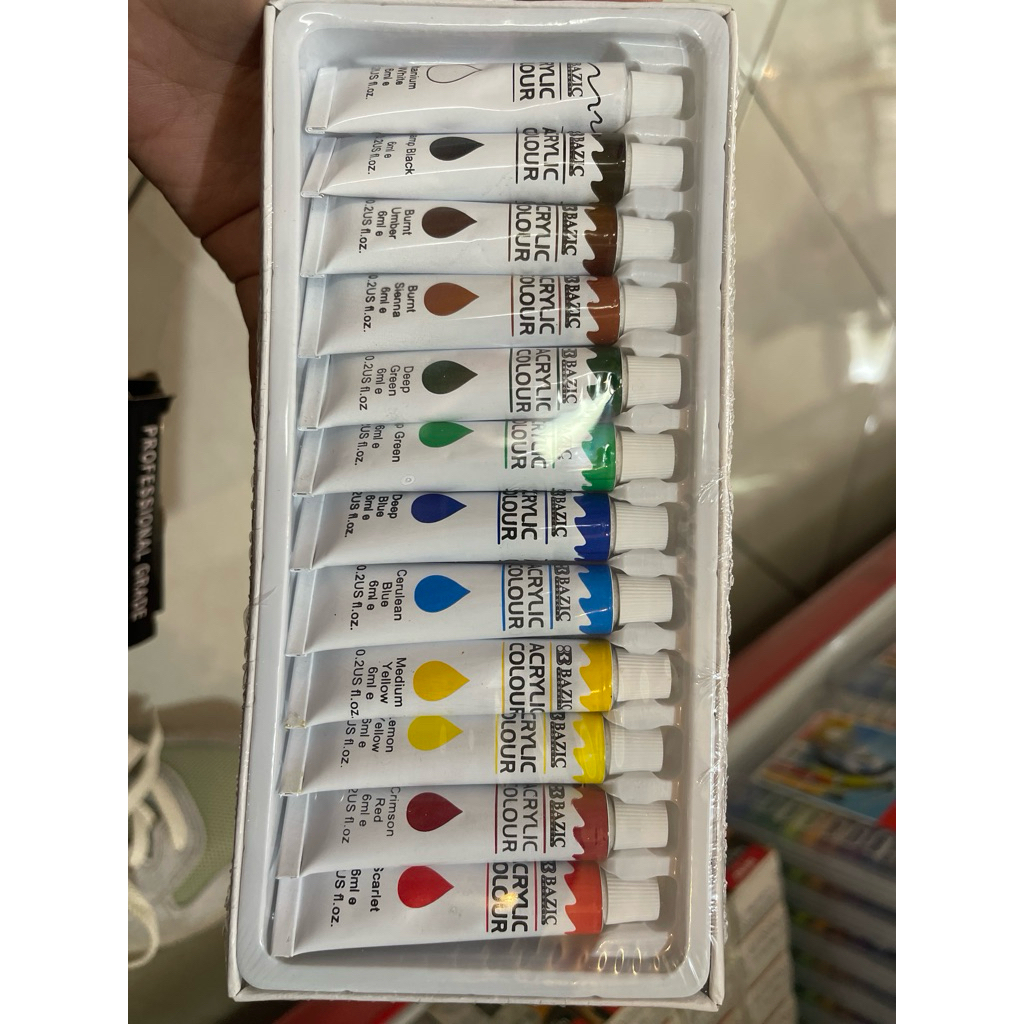 

Cat air bazic 12 warna / cat acrylic bazic 6ml