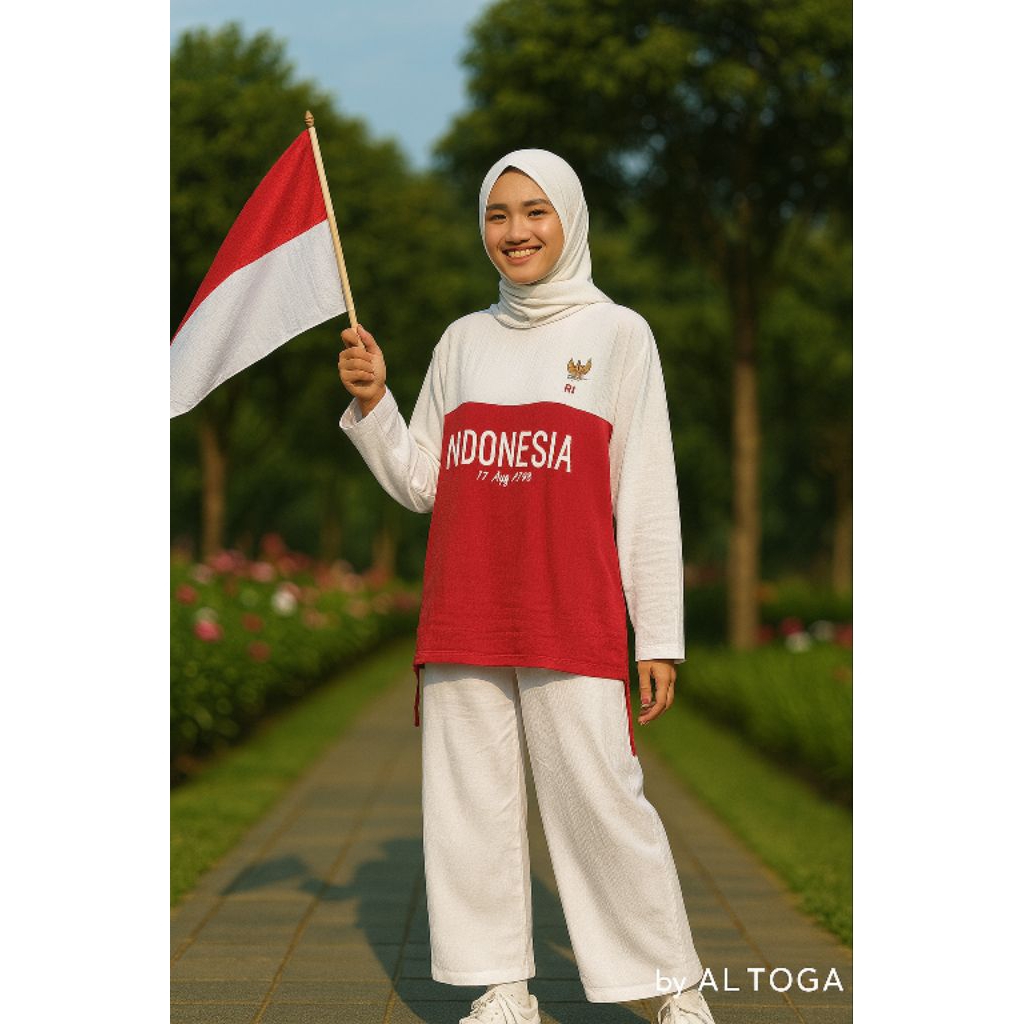 Setelan Merah Putih Merdeka Rijek Warna