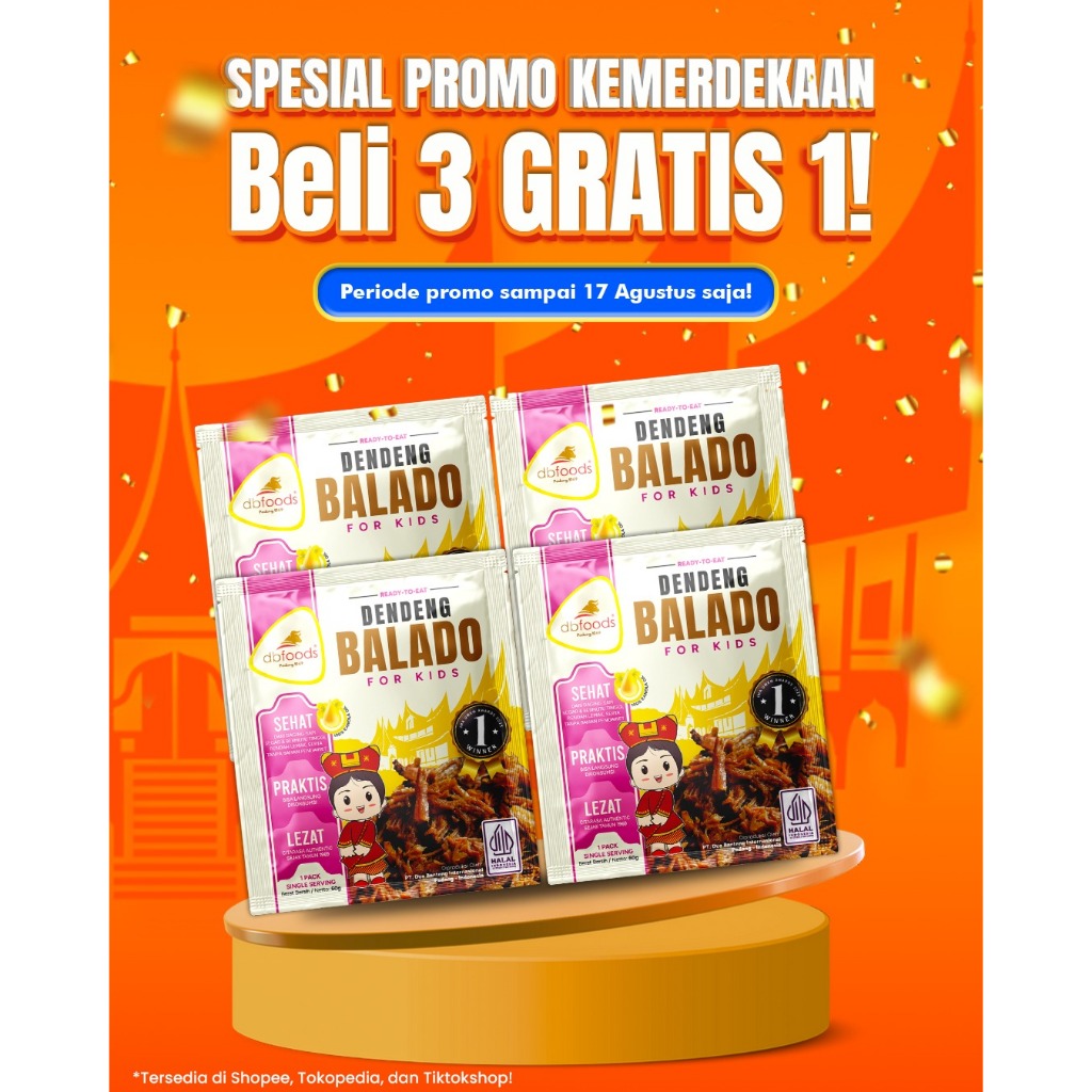 

PROMO BELI 3 GRATIS 1 / DBFOODS Dendeng For Kids Praktis Siap Makan Asli Padang