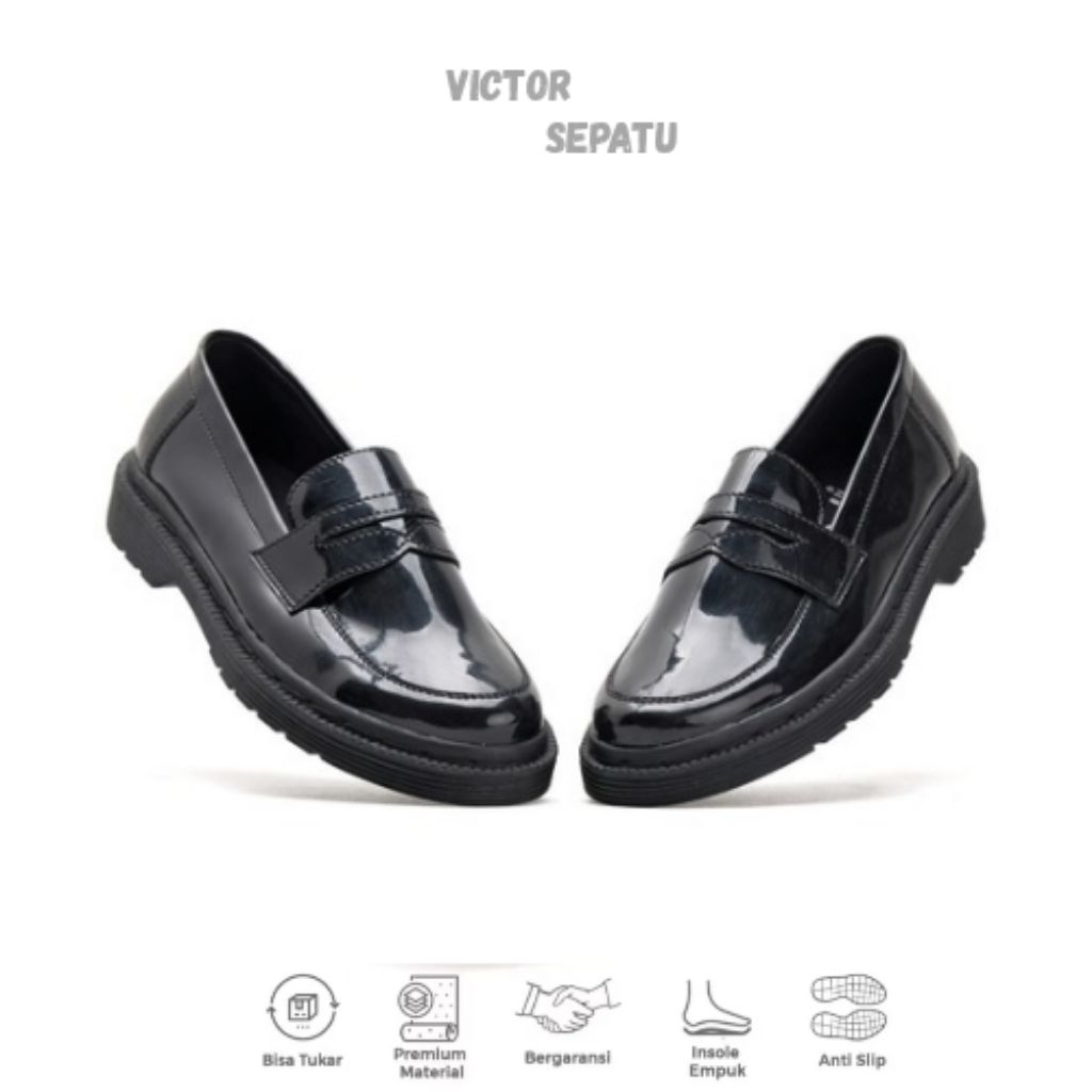 Victor Morata Sepatu Loafers Pria Formal Slip On Elegan - Sepatu Kerja Kantor Pesta Premium