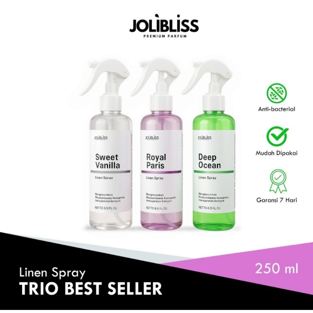 Linen Spray & Anti Bacterial Jolibliss 250ml Parfum Ruangan Aroma Segar Dan Wangi