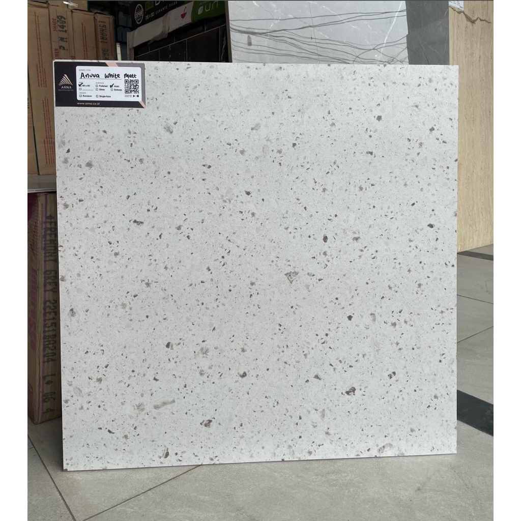 Granite lantai Arna Carport/Teras kamar mandi 60x60cm Anuva White Matte