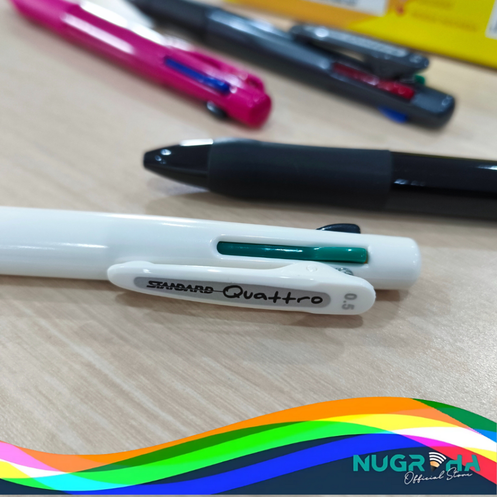 

BALLPOINT / PULPEN STANDARD QUATRO 4 WARNA MEKANIK RETRACTABLE ALFATIP MERAH HIJAU HITAM BIRU