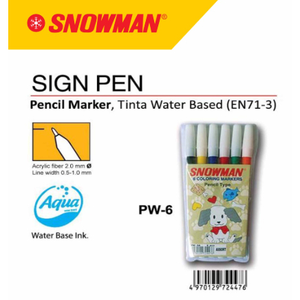 

Snowman - Spidol Set 6 Warna PW-6