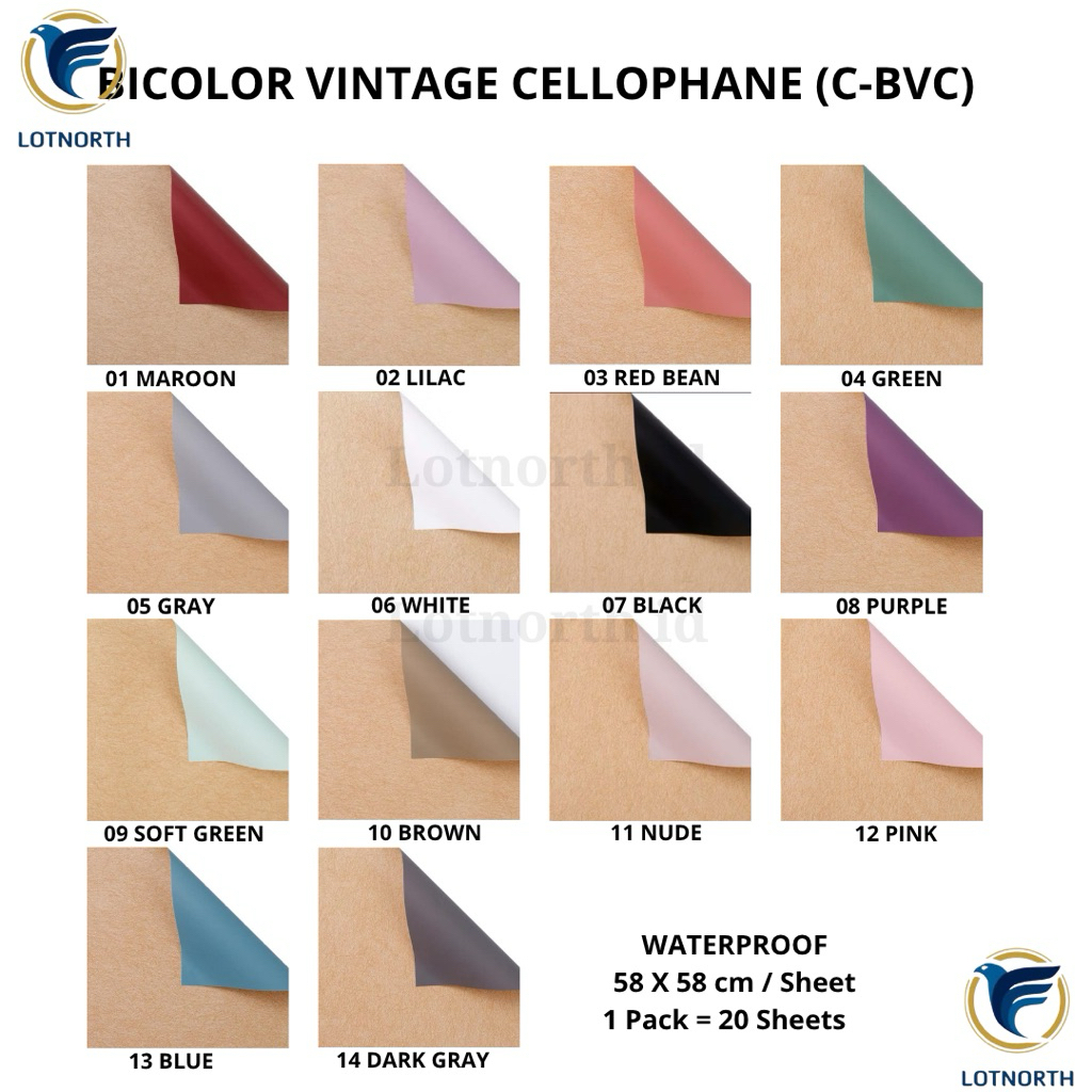 

[1 pack] C-BVC/ Kertas Buket Bunga / Wrapping Paper Cellophane / Bicolor Vintage Cellophane / Kertas Buket 2 Dua Warna Bolak Balik Motif Vintage Coklat 2 Sisi/ Flower Paper Craft / Kertas Celopen / Plastik Bunga