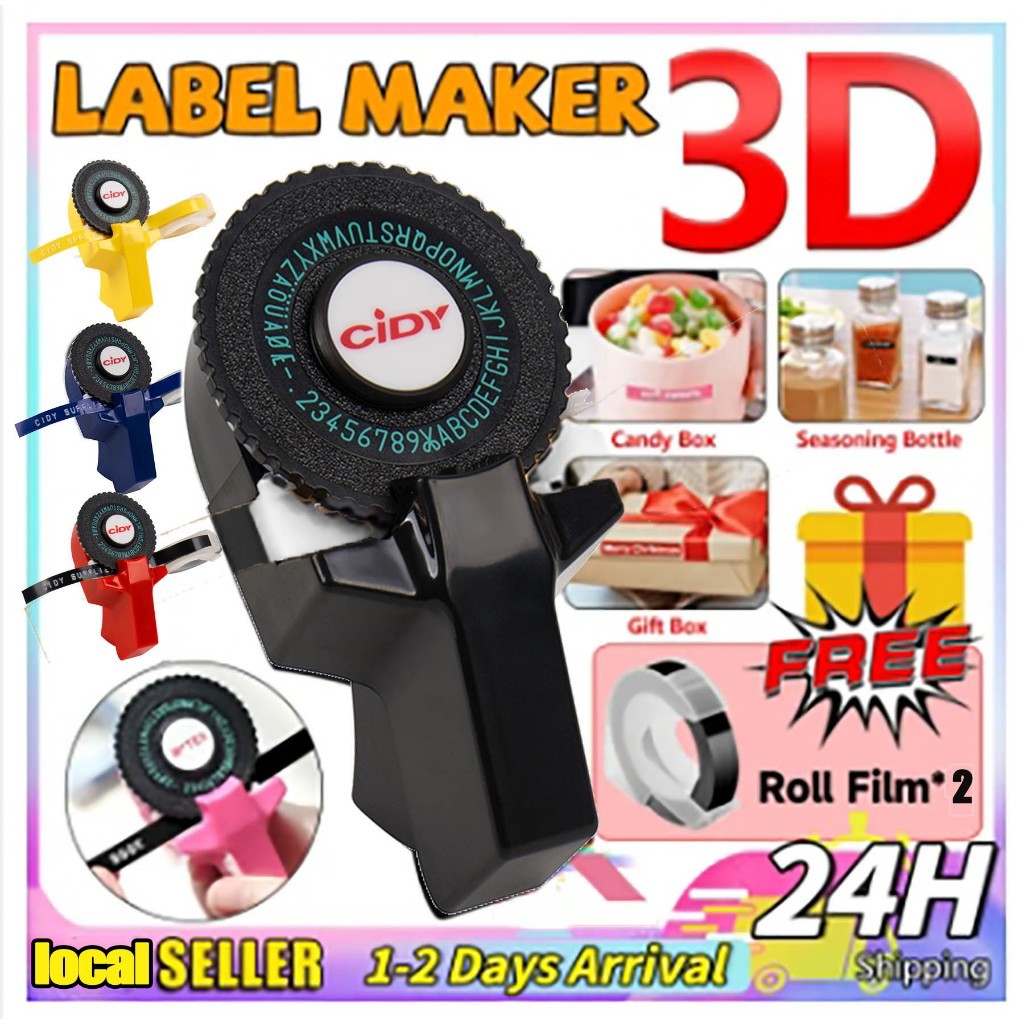 

CIDY Dymo Embossing Label Maker / Mesin Cetak Label Emboss 9mm Mini 3D Manual DIY