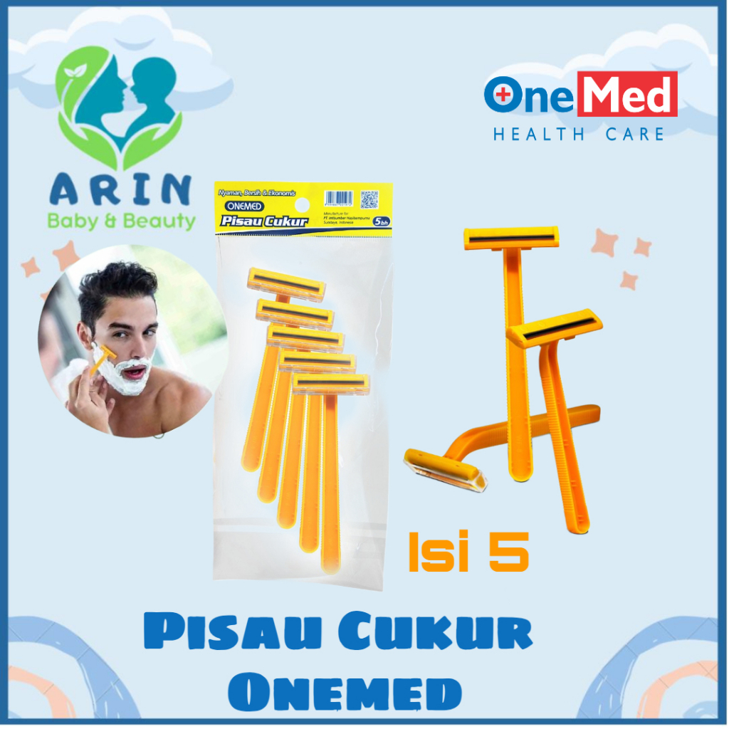 Onemed Pisau Cukur Kuning OneMed Isi 5 Pcs Alat Cukur Jenggot Kumis 2 Pisau