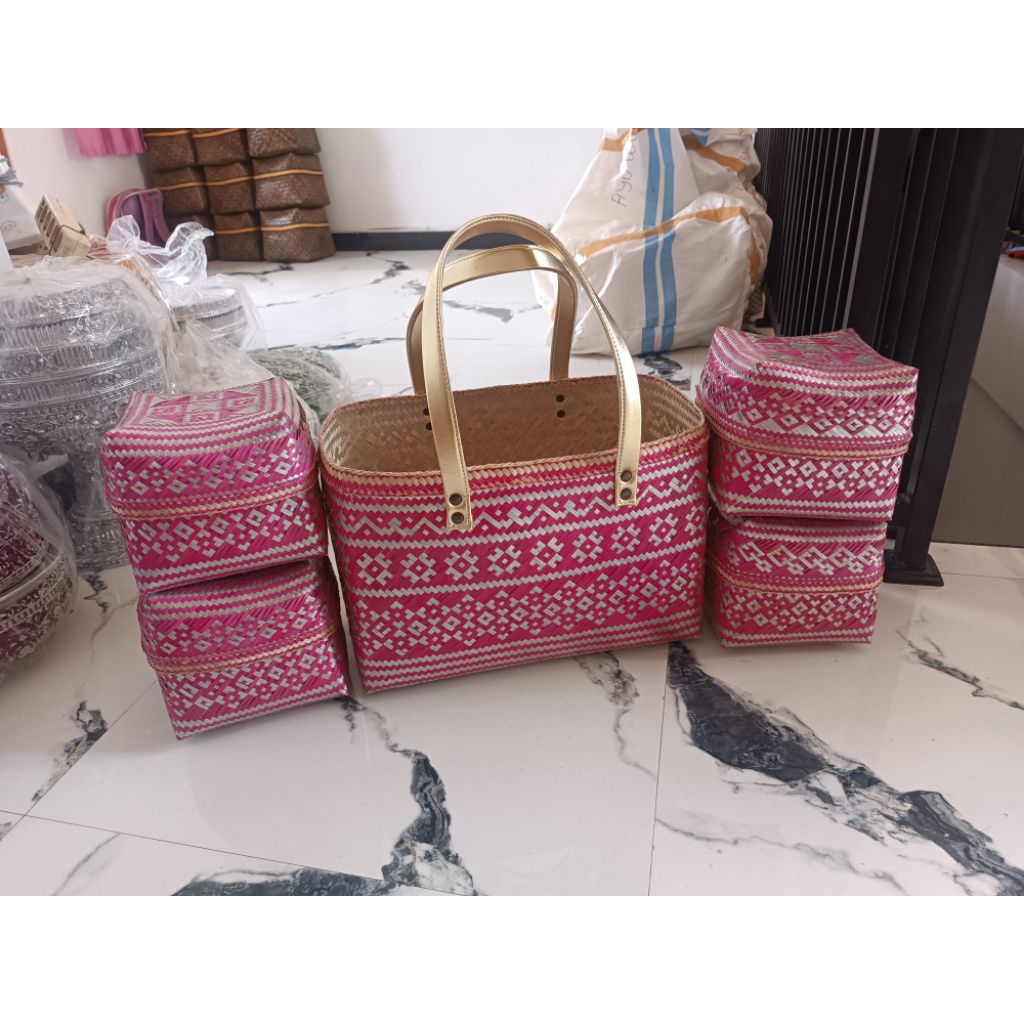 tas keben bambu isi 4 keben uk 18