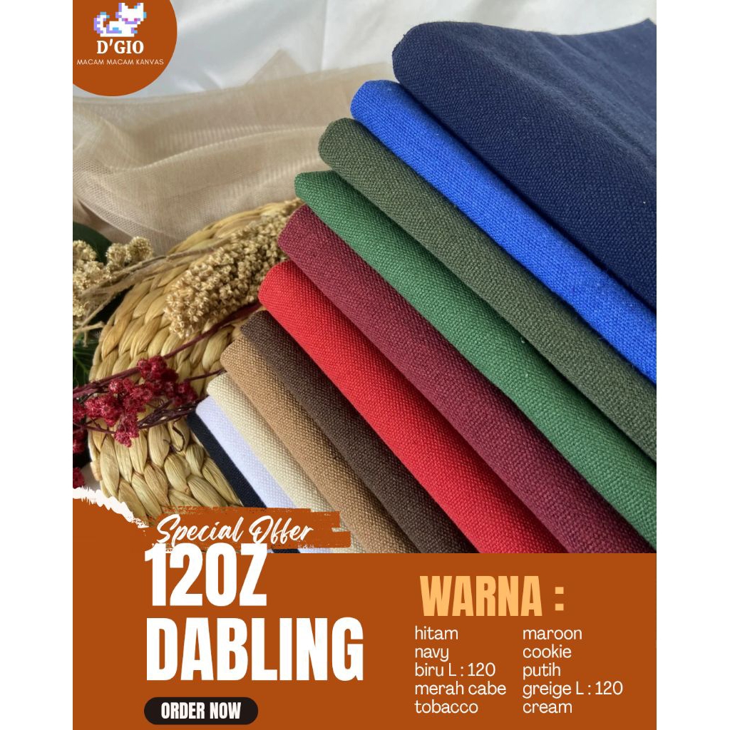 KAIN KANVAS POLOS/12OZDABLING/KAIN KANVAS MURAH/KAIN KANVAS TEBAL