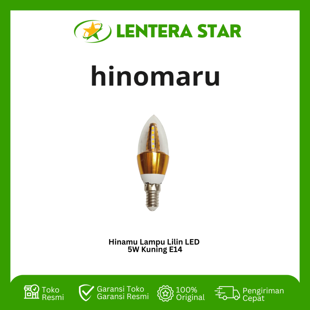 Lampu LED Candle Hinomaru E14 5 Watt Kuning Candle LED Lampu Lilin LED 5W Kuning E14