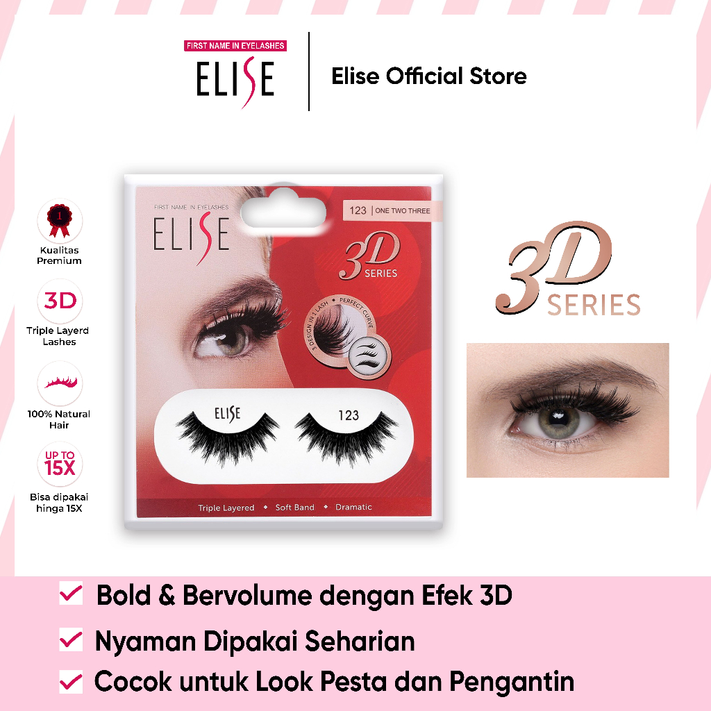 Bulu Mata Elise - 3D 123 - Bold Look/Cocok untuk Riasan Pesta/Pengantin/Favorite MUA/Pilihan MUA