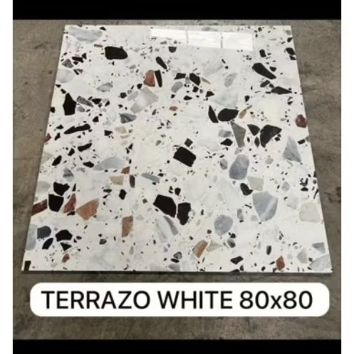 Granit lantai/teras/dapur/kamar mandi 80x80 New motif terrazo white