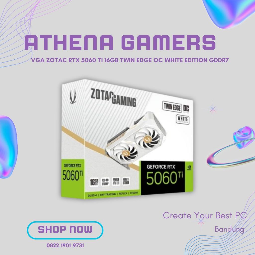 VGA ZOTAC RTX 5060 TI 16GB TWIN EDGE OC WHITE EDITION GDDR7 | Athena Gamers