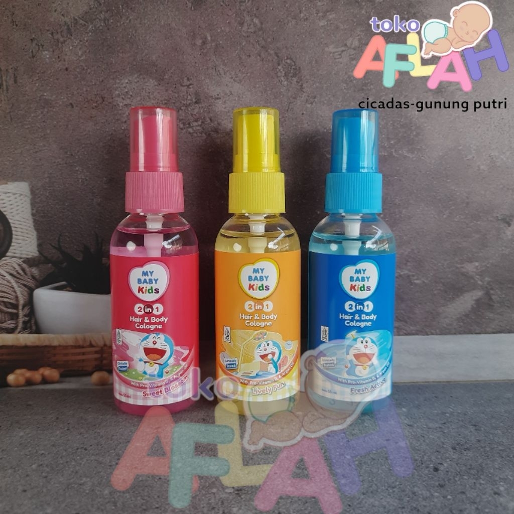 3 Botol - My Baby Kids 2 in 1 Hair & Body Cologne 55ml / MyBaby Minyak Wangi Anak KECIL