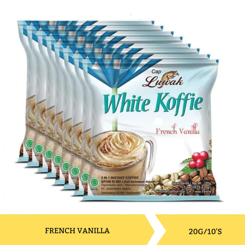 

[oddsolshop] pekanbaru/Luwak White Koffie 10 PCS 20GR French Vanilla Bubuk Kopi Instan Vanila Coffee