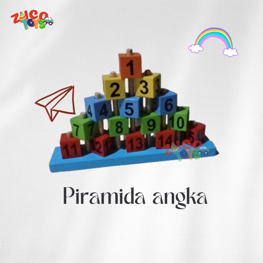PIRAMIDA ANGKA/PIRAMIDA HURUF/PIRAMIDA HIJAIYAH/MAINAN EDUKASI ANAK/MAINAN KAYU