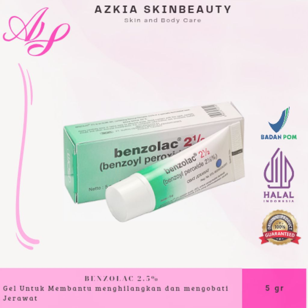 BENZOLAC 2.5% GEL 5 GR / BENZOLAC GEL 2,5% / BENZOLAC UNTUK MENGOBATI JERAWAT / GEL UNTUK MENGATASI 