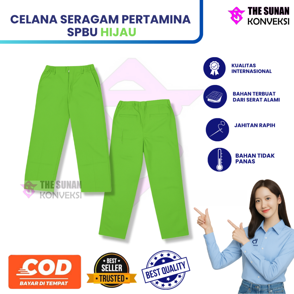 Celana Pertamina Hijau | Celana Spbu | Seragam Spbu | Seragam Pertamina | Celana Spbu Pertamina