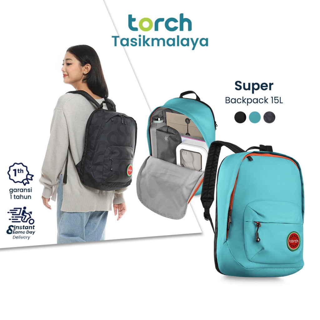 TORCH Super 15 Liter Backpack Tas Ransel Muat Laptop Kerja Sekolah Pria Wanita Tara Super Basic