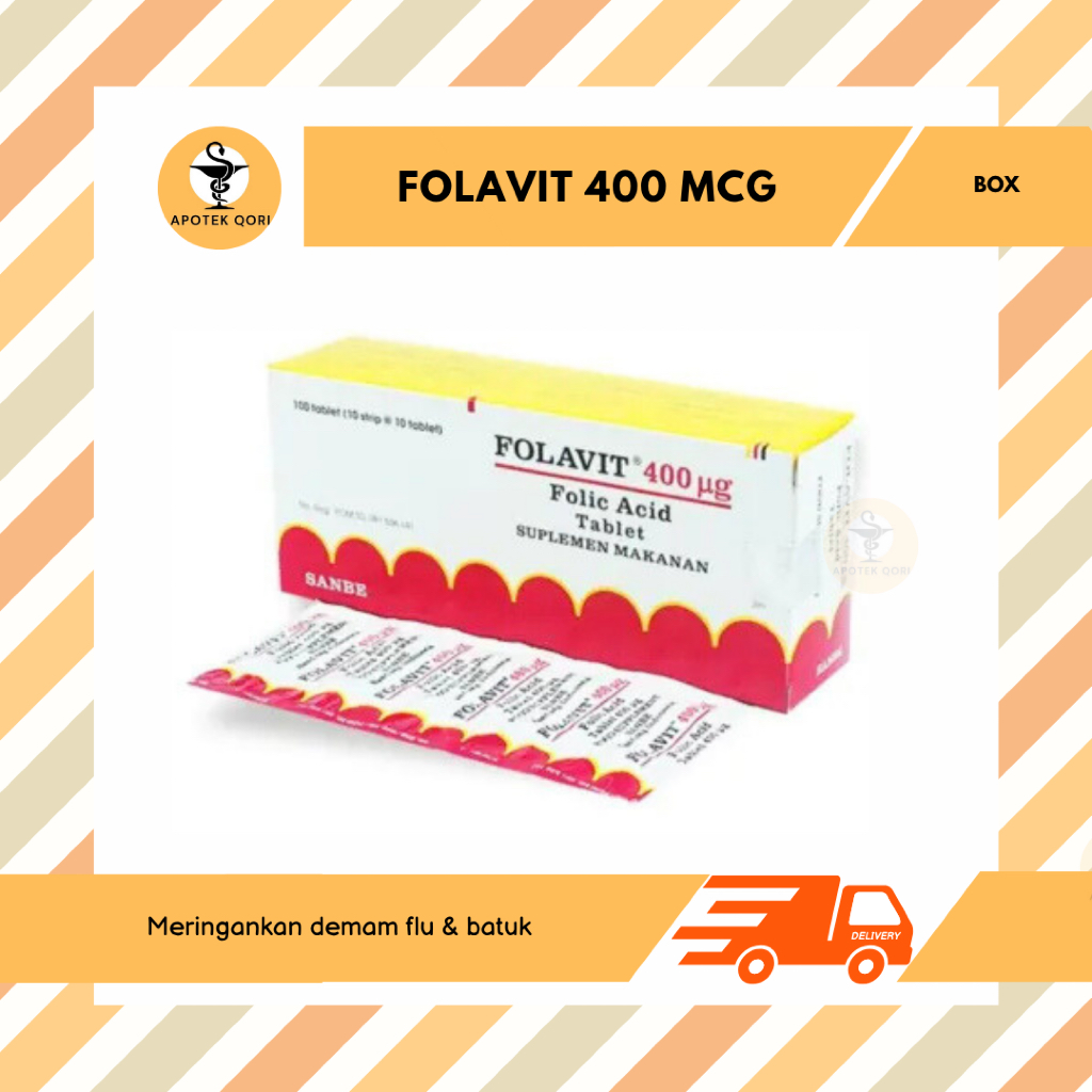 FOLAVIT 400 MCG BOX ISI 100 TABLET / ASAM FOLAT UNTUK PROMIL & IBU HAMIL / FOLIC ACID