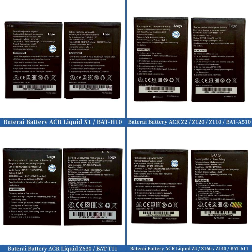 Baterai Battery Acer BAT-H10 - BAT-A510 - BAT-T11 - BAT-611 - Liquid X1 - Z2 - Z120 - Z110 - Liquid 