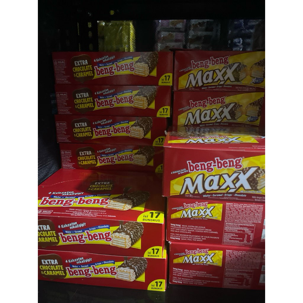 

Beng Beng Regular dan Maxx wafer Cokelat dan karamel