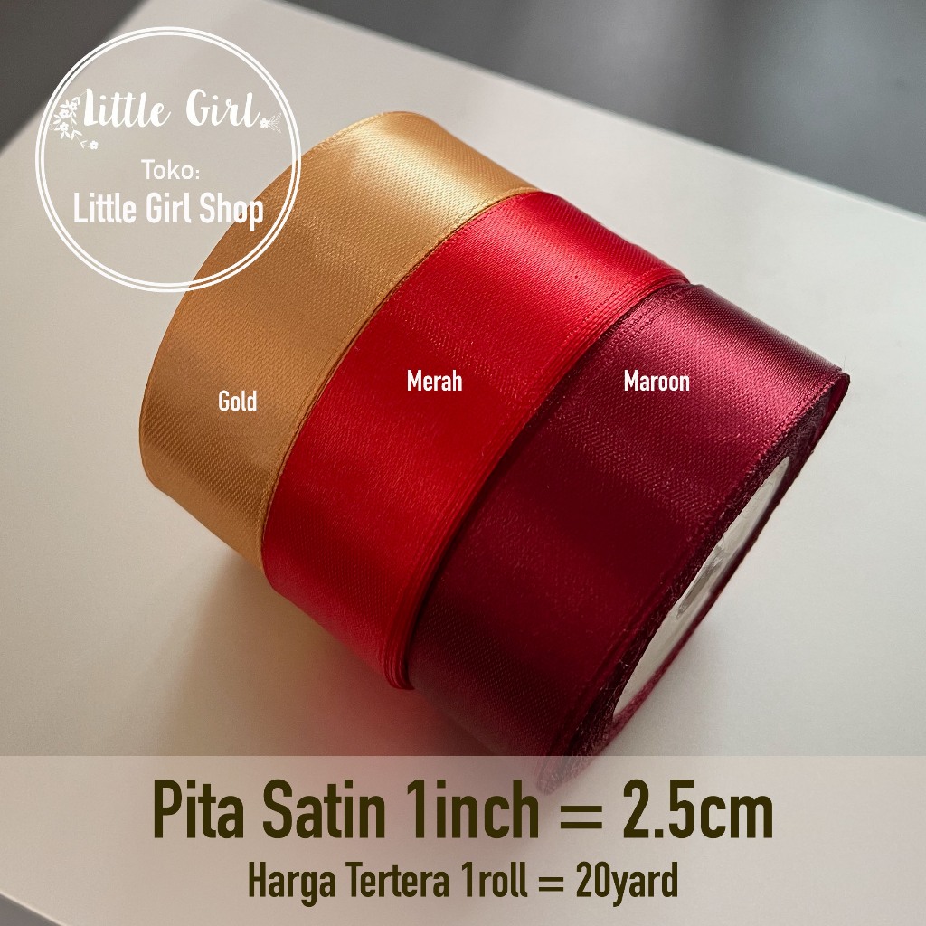 

Pita Satin 1" = 2.5cm - 1 Roll - Pita Kado Craft Kerajinan Tangan Hampers Kue Parcel