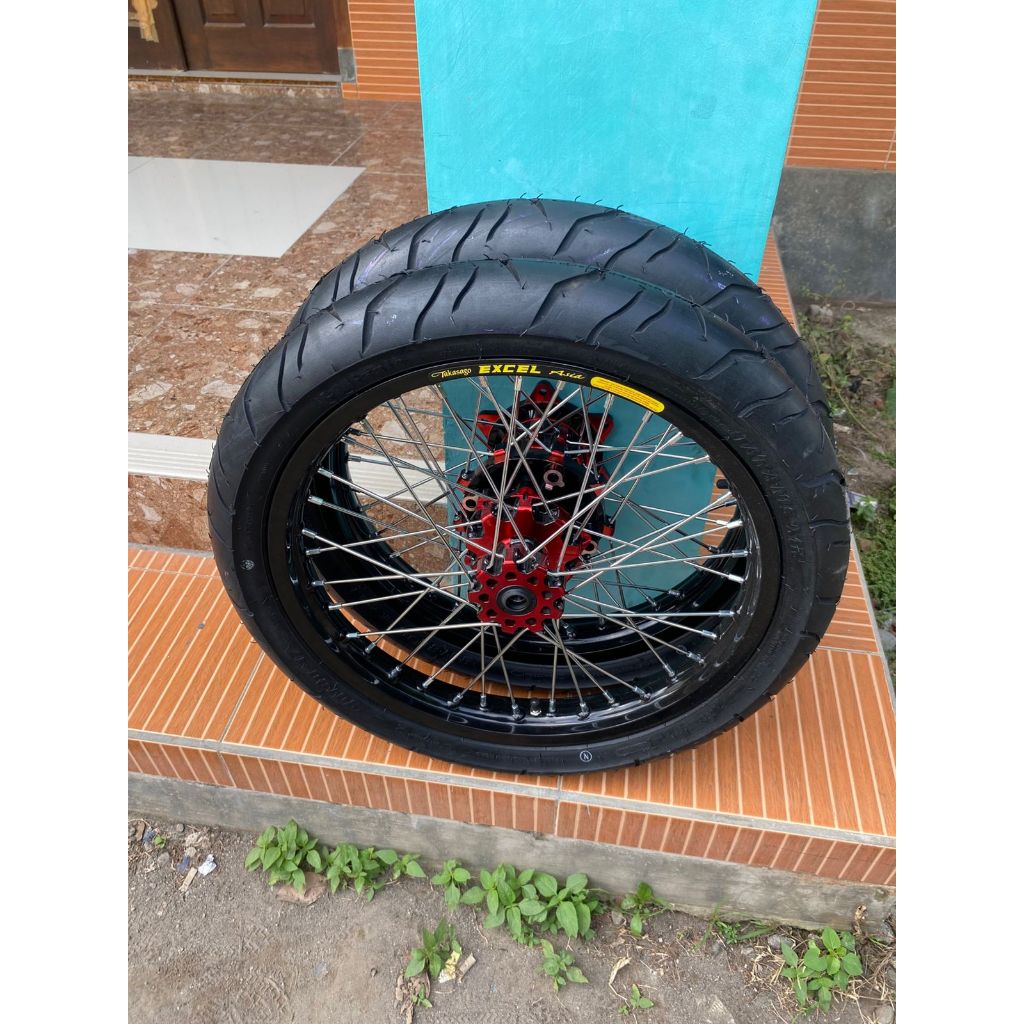 Roda Set Semi Cacing CRF Ban Mizzle Baru Ring 17 Velg Custome Takasago Excel Asia