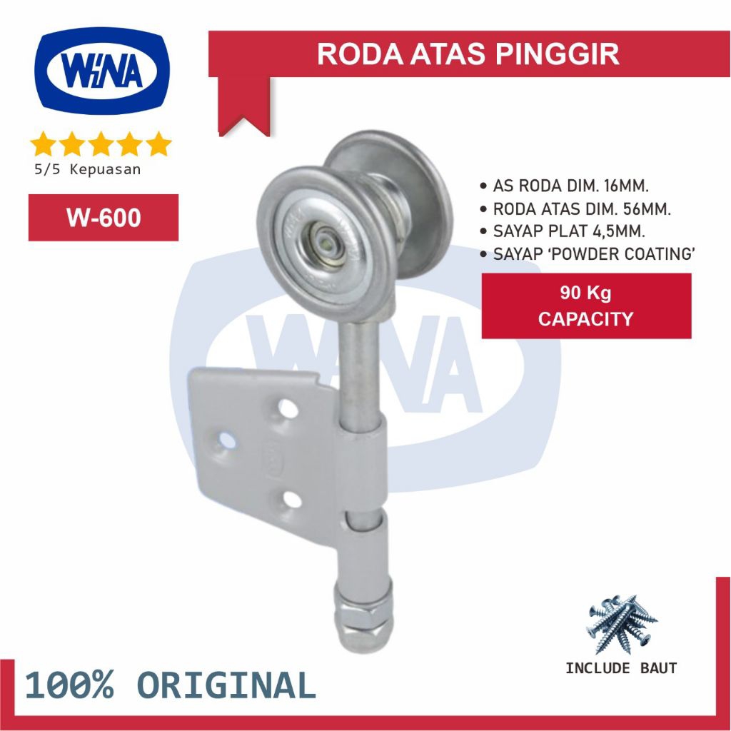 Roda Atas Pinggir Wina W600 Engsel Pintu Garasi Lipat dan Geser atau Sliding - 100% Original